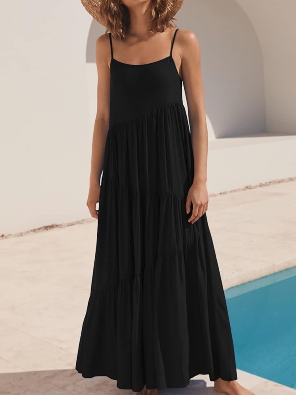 Black Spaghetti-Strap Maxi Dress